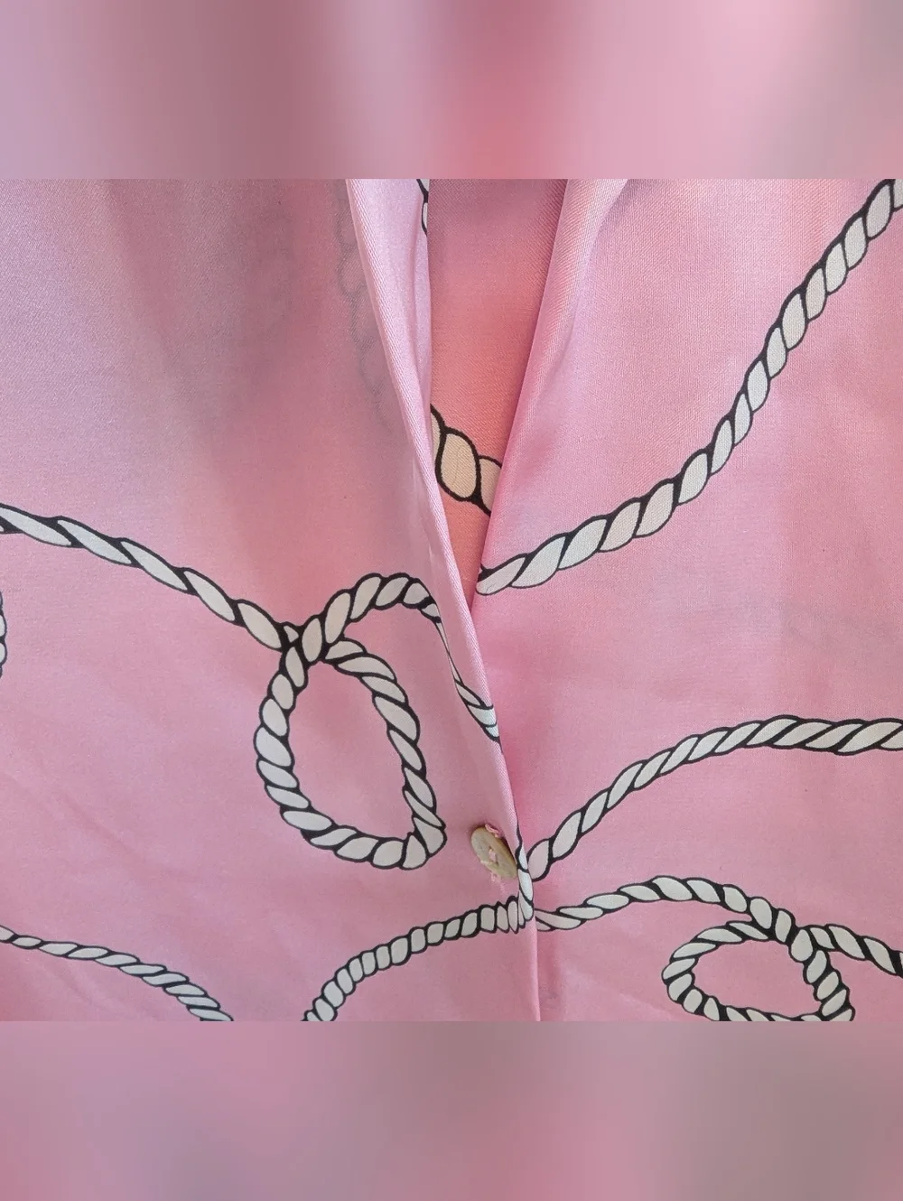 Zara Pink Satin Rope-Print Button-Up Blouse - Picture 9 of 9